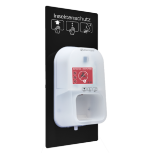 Wandplatte aus Perspex für den white edition mit Schriftzug "Insektenschutz" in schwarz