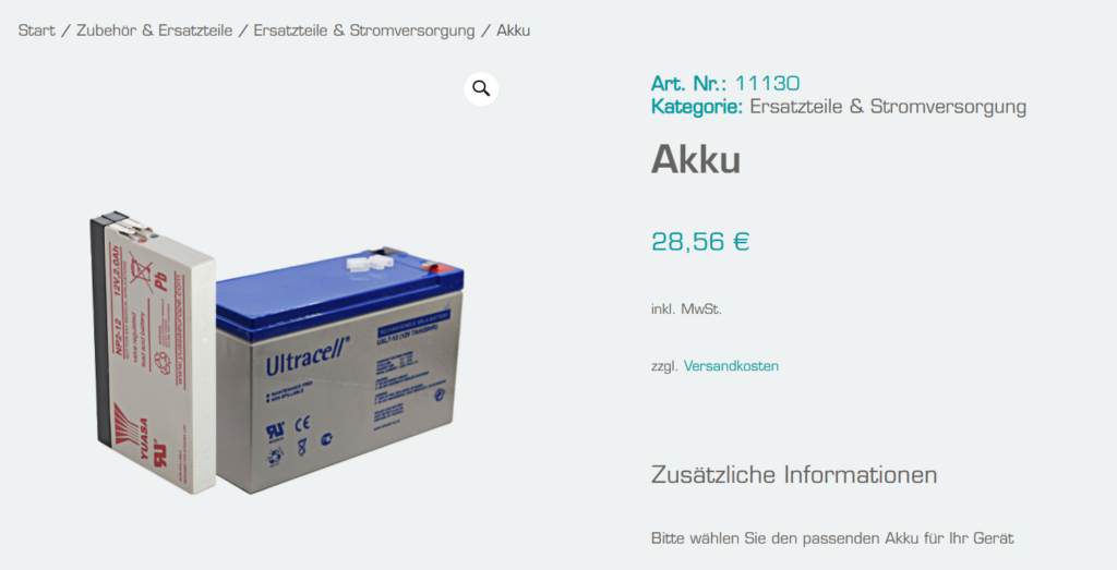 Shopinformationen zum Akku