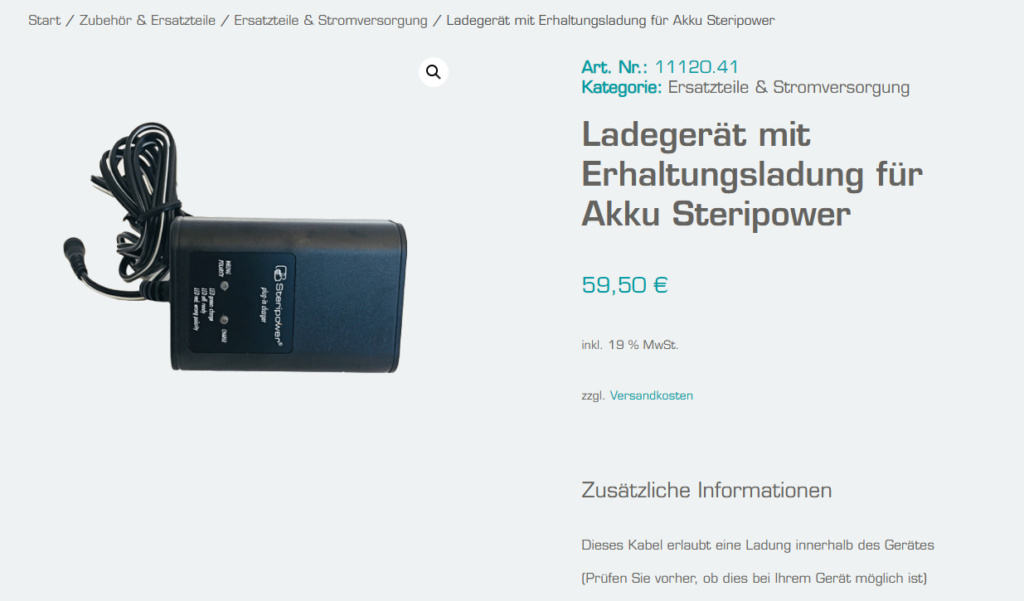 Shopinformationen Ladegerät mit Erhaltungsladung